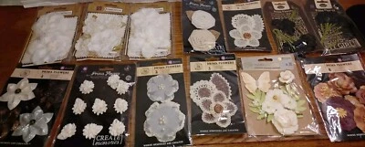NOS Lot 13 Packs Prima Marketing Handmade Paper Flowers Retired 2013 2015 2015 - Image 1 of 4