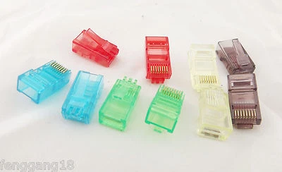 50x RJ45 Network Cable Modular Plug Ethernet CAT5 8P8C Connector End Multi-color - Image 1 of 4