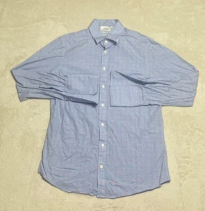 Charles Tyrwhitt Shirt Mens Size 16 Slim Fit Blue Plaid Cuff Link Sleeve - Picture 1 of 6