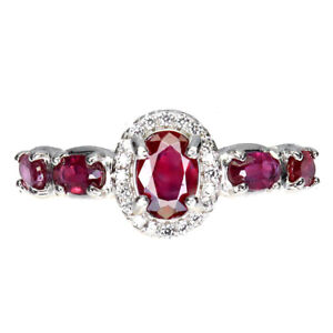 Heated Oval Ruby 7x5mm Simulated Cz Gemstone 925 Sterling Silver Jewelry Ring 9