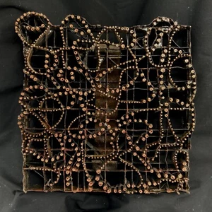 Sello de cobre Tjap Cap Chop artesanal Batik meandro atómico #2 8,5" x 8,5" hecho a mano - Imagen 1 de 2
