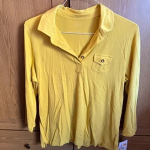 Talbots yellow long sleeve Polo shirt BNWT - Picture 1 of 10