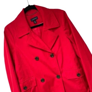 Chaqueta Abrigo de Lluvia Lands End Rojo Doble Pecho Estilo Chaquetón Mujer Mediana 10-12 - Imagen 1 de 9