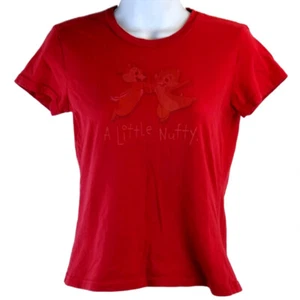 Petite Women's T-shirt Red Chip and Dale A Little Nutty Vintage Tshirt Short - Picture 1 of 4