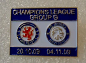 CHAMPIONS LEAGUE 2009/10 - Glasgow Rangers v Unirea Urziceni -Enamel Lapel Badge - Picture 1 of 3