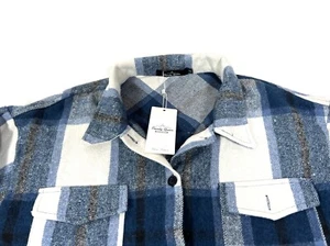 Trendy Queen Flannel Shacket Jacket Plaid Wool Blend Button Down Womens S - Picture 1 of 9