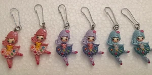 Lot of 6 Ballerina Zipper Pull Charms - Picture 1 of 10