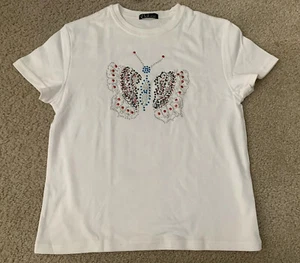 Vintage NEW HoLee White Shirt With Studded Buterfly Japan Women Size Medium - Picture 1 of 12