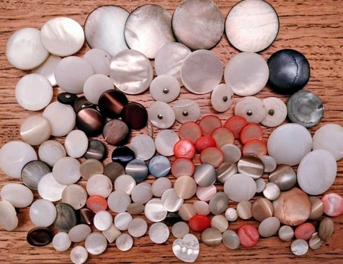 Vintage Antique Lot MOP Mother of pearl abalone shell Metal & Self Shank Buttons Cover