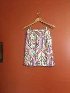 Vintage Woven Festival Folk Cotton Linen Metal Zip High Waisted Mini Skirt Xs - Picture 1 of 7