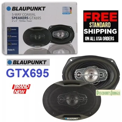 Blaupunkt GTX695 6" X 9" 5-way Coaxial Car Door Speakers Pair 750 Watts 6X9 Inch - Image 1 of 4