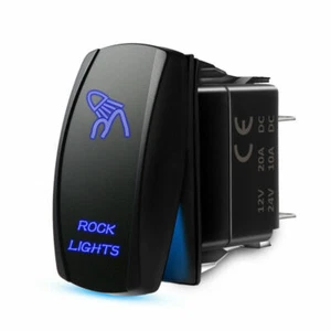 Universal 5 Pin 12V Laser Rocker Button Switch Blue LED Rock Light for UTV Truck - Foto 1 di 8