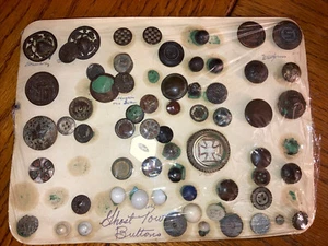 Lot of 60 Glass Ghost Town Recovered Buttons Carnival Glass Military Uniform - Picture 1 of 13