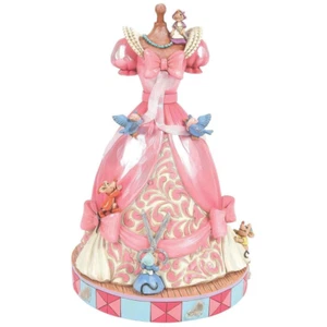 ♫% Neu JIM SHORE DISNEY Spielfigur CINDERELLA PINK KLEID Jaq Gus Spieluhr - Bild 1 von 9