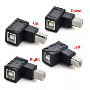 90° USB 2.0 Type B Converter Adapter Male to Female Printer Scanner Connector - Picture 1 of 9