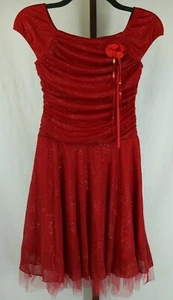 Disorderly Kids Girls Red Glitter Cap Sleeve Party Holiday Dress Size M/10 - Picture 1 of 6