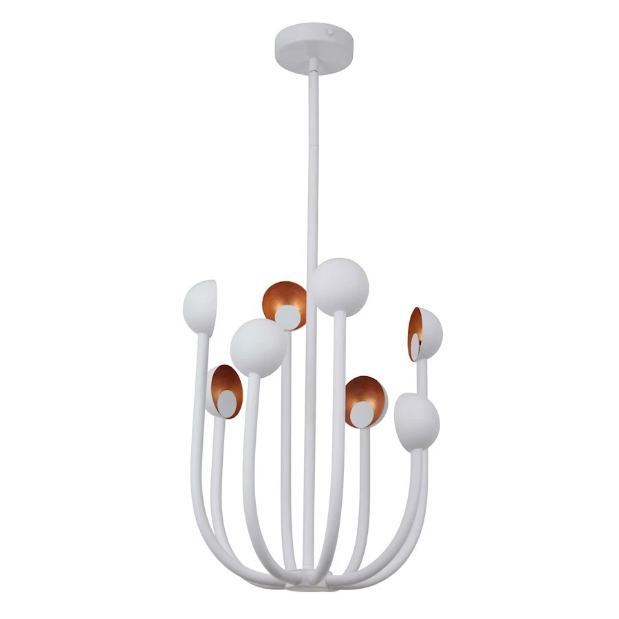 Lámpara de araña LED de 8 brazos de luz de fundición artesanal, hoja blanca/dorada - 49228-MWWGL-LED Foto 1 de 1