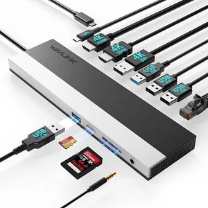 USB C Docking Station 4K Triple Display USB C Hub 2HDMI DP 85W Charging USB 3.0 - Picture 1 of 9