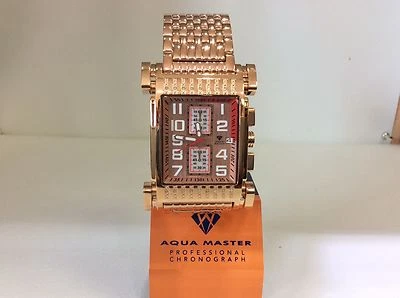 Men Aqua Master Jojo Jojino Joe Rodeo Rose Metal Band 41mm Diamond Watch W#330 - Image 1 of 4