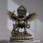 10.6" Antique Tibetan Buddhism Temple Bronze Gilt Suparna Suparnin Bird Statue