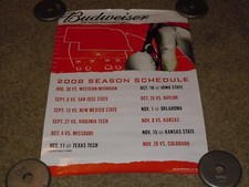Vintage 2008 Nebraska Football Schedule Poster BUDWEISER Cornhuskers huskers