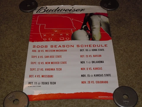 Vintage 2008 Nebraska Football Schedule Poster BUDWEISER Cornhuskers huskers Cover
