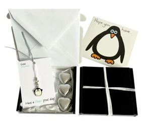 Kleine Geschenke! GEBURTSTAG. Pinguin Anhänger, Geburtstagskarte, 3 x Pralinen + Geschenkbox. - Bild 1 von 3
