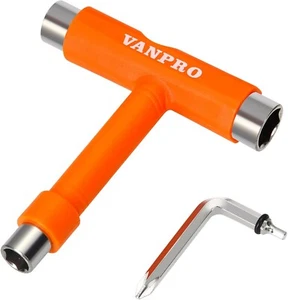 All-In-One Skate Tools Multi-Function Portable Skateboard T Tool Accessory with - Picture 1 of 16