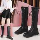 Knee High Boots Women High PU Leather Boots Woman Low Heels Long Riding Boots