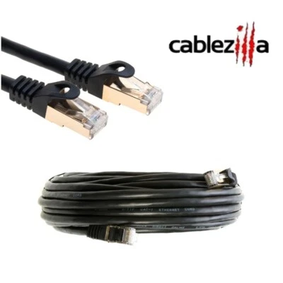 Cat7 S/FTP Ethernet Patch Cable High-Speed 600MHz Black 30-200FT Multi Pack LOT - Image 1 of 4