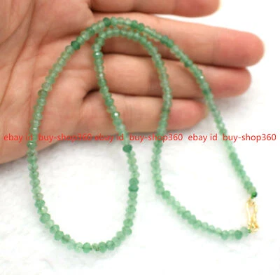 New 2x4mm Green Aventurine Gemstone Beads Necklace 16-28" - Image 1 of 4