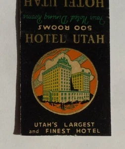 1930s? Libro de cerillas Hotel Utah 500 habitaciones Guy Toombes Salt Lake City UT Salt Lake Co - Imagen 1 de 1