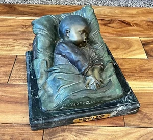 A. Auguste Moreau Bronze/Marble Sleeping Baby Statue Sculpture Reproduction - Picture 1 of 12