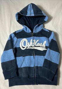 OshKosh B'Gosh Boys Navy Color Blocked Striped Hoodie Sweater Size 2T - Picture 1 of 4
