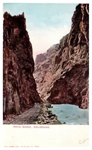 Railroad Tracks through Royal Gorge Colorado Train Postcard - Picture 1 of 2