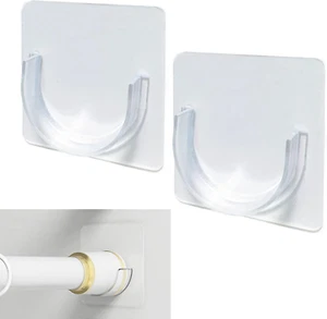 Shower Rod Holder, Tension Curtain Rod Bracket No Drilling, Adhesive Shower Rod - Picture 1 of 7