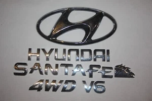 2007-2012 Hyundai Santa Fe 4WD V6 Rear Tail Lift Gate Hatch Emblem Set Chrome - Bild 1 von 1