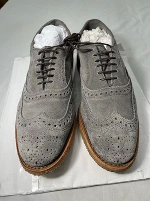 Allen Edmonds Mens Neumok Wingtip Oxford Shoes Gray Suede Brogue Dress 9 D - Image 1 of 4
