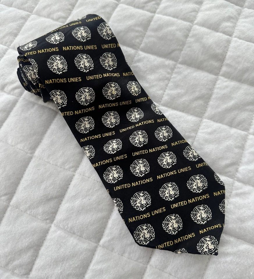 Corbata retro vintage de NACIONES UNIDAS para hombre 100 % seda patrón de oficina 58" Foto 1 de 4