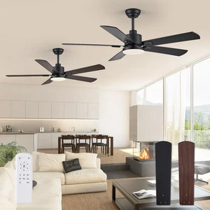 2 Pack 52" Ceiling Fans with Lights, Black Modern Ceiling Fan with Remote, Fa... - Picture 1 of 8