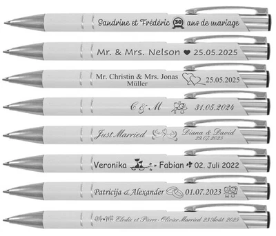 50 Stk. Metal Kugelschreiber Hochzeit Geschenke Personalisiert mit Gravur - Bild 1 von 4