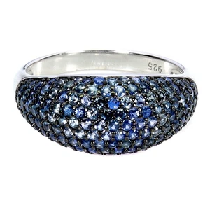 925 Sterling Silver Ring Blue Sapphire Round Diamond Cut Gemstone Jewelry Size 7 - Picture 1 of 14