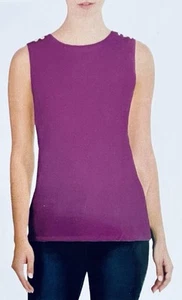 JONES NEW YORK SIGNATURE XXXL 3X 22W 24W Purple Sleeveless Top Gold Buttons - Picture 1 of 3