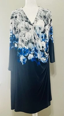 Calvin Klein NWT Surplice Neck Floral Faux Wrap Midi Dress Size 3X Career $109 - Image 1 of 4
