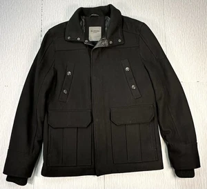 BURTON of London Menswear Black Full Zip w/Snap Jacket, Front Pockets 65% Wool - Picture 1 of 13