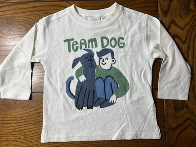NWT Zara Boy & Dog Team Dog Tee Shirt Boys Long Sleeve Top Size 9-12 Months - Image 1 of 2