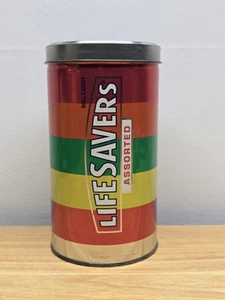 Contenedor de lata vacío de caramelo rollo surtido salvavidas vintage - Imagen 1 de 6