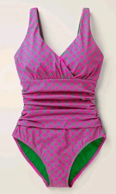 Boden Talamanca Rosa Verde Estampado Geométrico Acanalado BAÑADOR S0041 UK 6R NUEVO B2 Foto 1 de 4