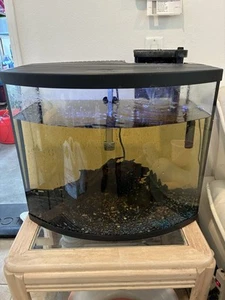 25+ Gallon Bowfront Glass Aquarium Setup Top Light Filter Heater LOCAL PICKUP - Picture 1 of 4