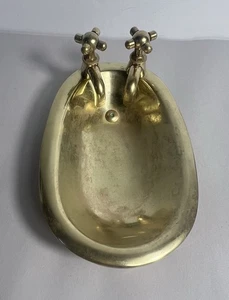 Vintage Badewanne aus massivem Messing mit Griffen Seifenschale Retro - Bild 1 von 11
